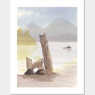 Hand Painted Watercolor Landscape Posters and Art